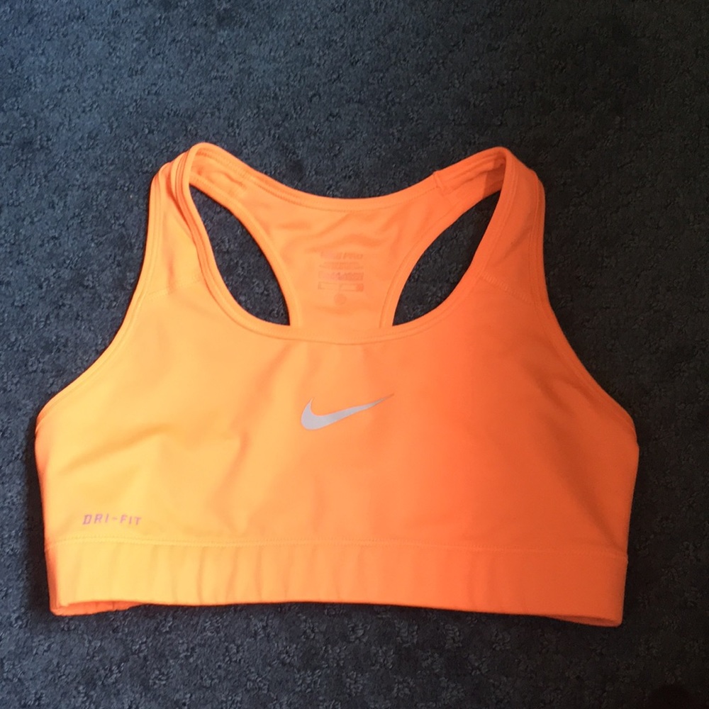 Women’s Nike Pro Sports Bra, Orange, Size S